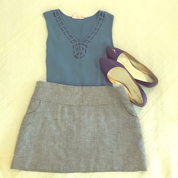 Aqua Grey Mini Skirt - Picture 1 of 4