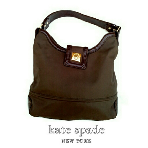 kate spade Handbags - KATE SPADE BROWN NYLON  PATENT LEATHER BAG