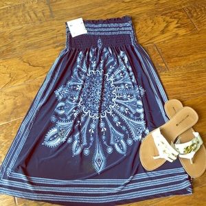 Strapless navy summer dress