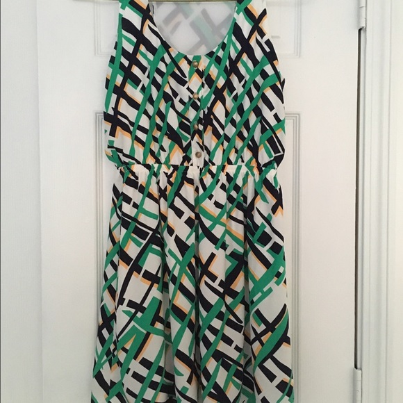 Geometric Button Up Dress