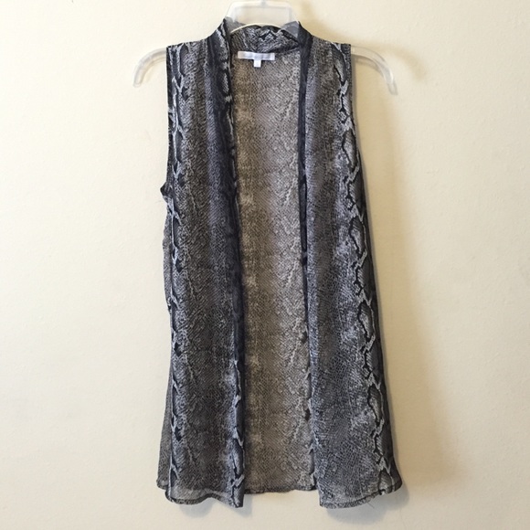 chiffon/sheer black snakeprint cardigan size small