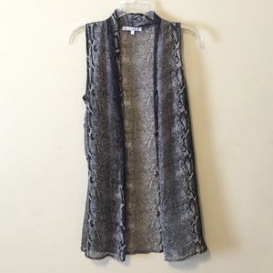 chiffon/sheer black snakeprint cardigan size small