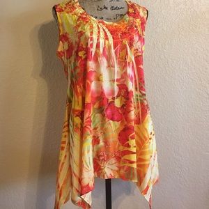 Only Nine sleeveless tropical colors tunic
