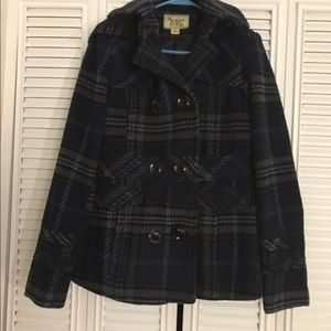 Women's plaid pea coat/gently worn