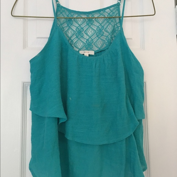 Teal Ruffled Tank Top with spaghetti straps