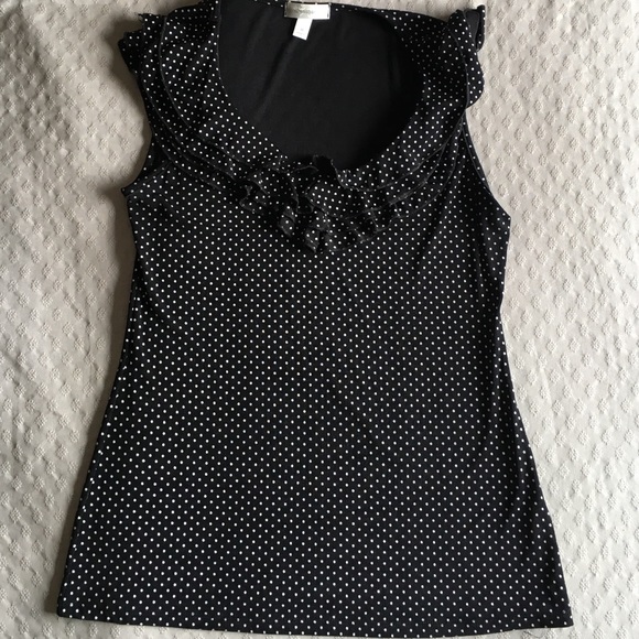 Tops - Black polka dot top with ruffle
