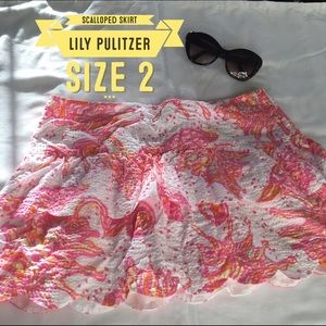 LILY PULITZER Tiered Scalloped Skirt Size 2