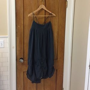Blue cotton empire waist dress