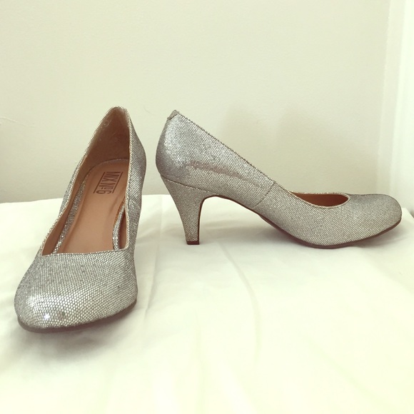 Shiny Silver Glitter Heels
