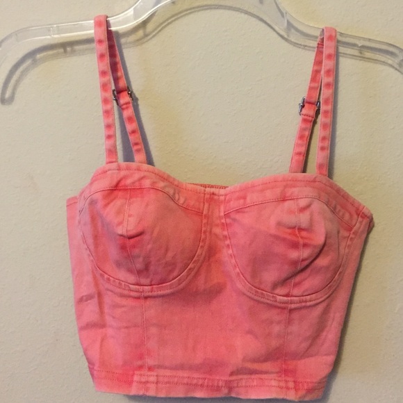 Pink distressed push up bustier top size XS