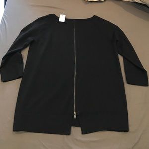 Ann Taylor Black Sweater with Zipper Detail NWT