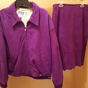 Suede Leather Jacket & Skirt