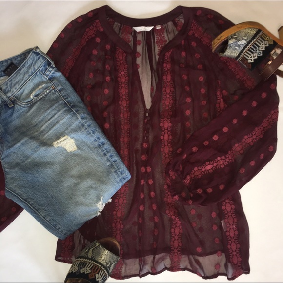 ZOA long sleeve embroidered blouse