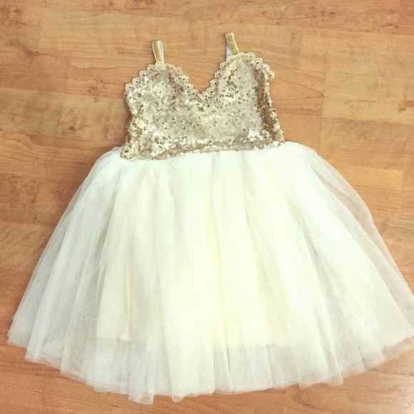 Other - Gold sequin and tulle toddler flower girl dress
