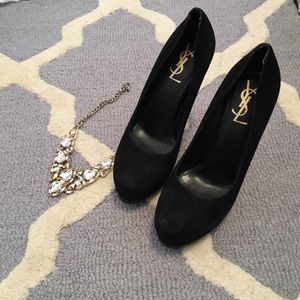 Black suede YSL pumps