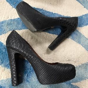 Pour la Victoire Shoes - Pour La Victoire Irina II Black Snake Heels Pour la Victoire Shoes - Pour La Victoire Irina II Black Snake Heels