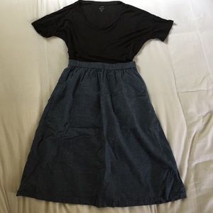 J. Crew 100% Linen Black Tee + Gap Chambray Skirt