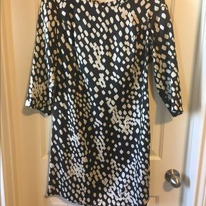 Black and white silk blend dress