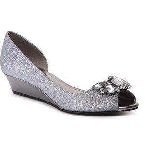 Nina silver crystal gem wedges