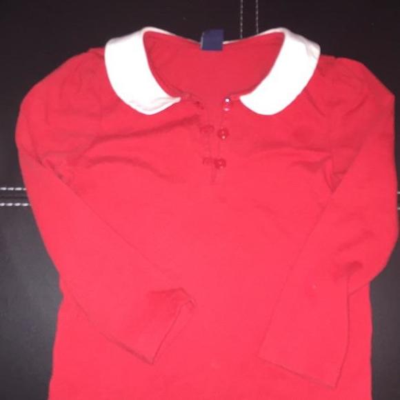 Peter Pan collar red top with white collar - Picture 1 of 2