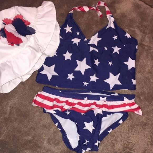 Independence Day swimsuit & matching sun hat - Picture 1 of 3