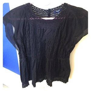 Madewell crotchet peplum top black