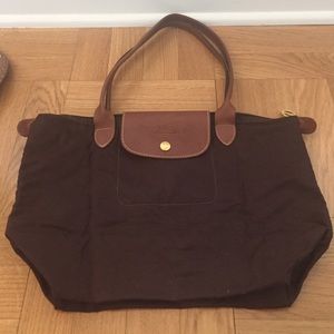 Small Brown Longchamp with shoulder handles