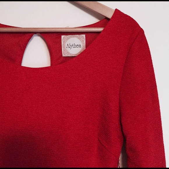 [sold] Modcloth "Hostess Toast" red peplum top - Picture 3 of 4