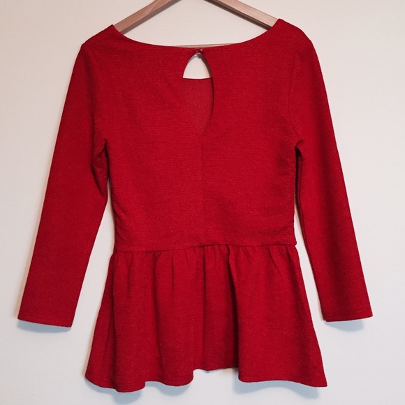 [sold] Modcloth "Hostess Toast" red peplum top - Picture 4 of 4