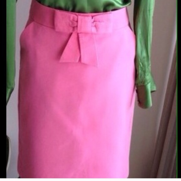 pink knee length J Crew pencil skirt