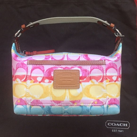 Coach Hamptons Stripe Top Handle Pouch