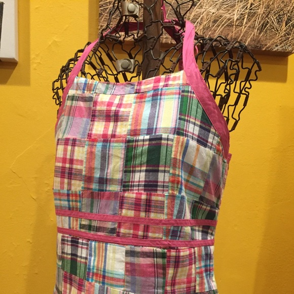 Preppy classic multi-colour madras halter dress