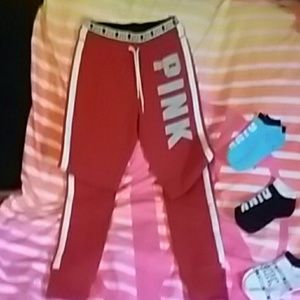 Vs pink reflective skinny sweats nwot