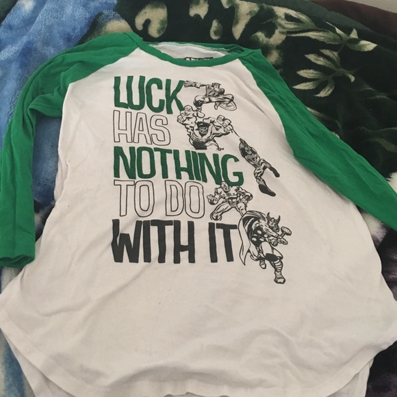 Green and with marvel shirt