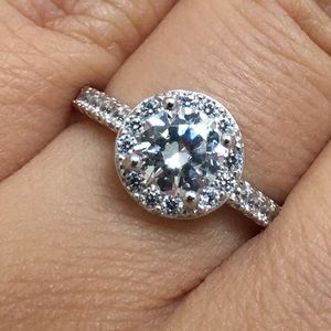 Cubic Zirconia Simulated Diamond Halo Ring
