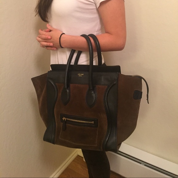 ORIGINAL Celine luggage black/green tote bag