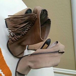Fringe open bootie