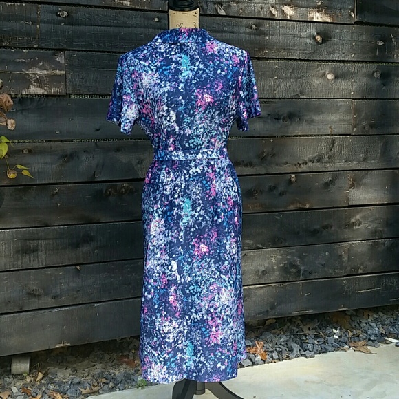 50s Vintage Rolled Neck Necklace Blue Maxi Dress