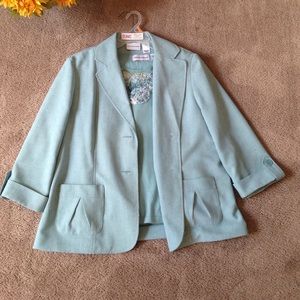 Teal 3 piece pants suit