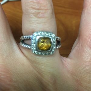 David Yurman Petit Albion Ring w Diamonds Citrine