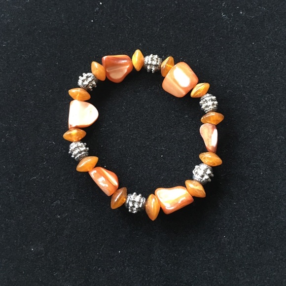 Amber and silver tone bracelet perfect for fall