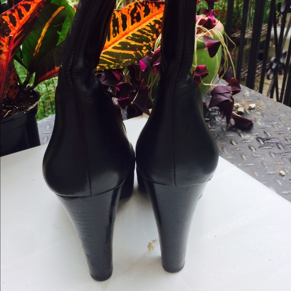 Via Spiga black leather mid calf fold over boots - Picture 5 of 8