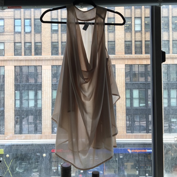 Silky draped deep cowl neck top