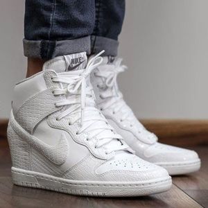 White sky high Nike dunks