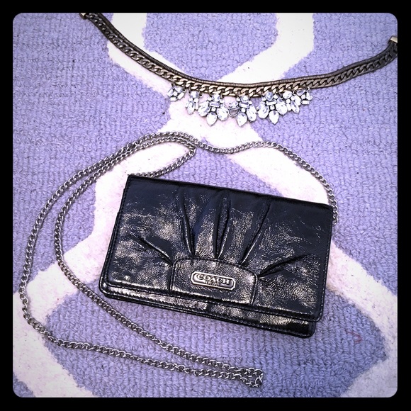 Black Coach clutch with chain