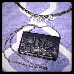 Black Coach clutch with chain