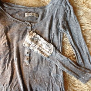 Abercrombie Gray Lace Detailed Henley