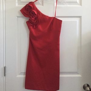 One shoulder cocktail dress with flower detail