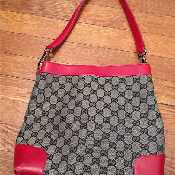Gucci logo tote with red leather