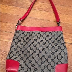 Gucci logo tote with red leather